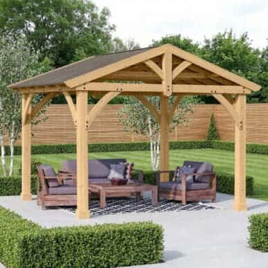 Yardistry Wooden Pavilion 13ft x 11ft (4m x 3.4m), Carolina Series 4m x 3.3m Wooden Gazebo yardistrydirect.co.uk 1