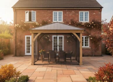 Yardistry Wooden Gazebo 12ft x 12ft (3.7m x 3.7m) with Mesh Curtains