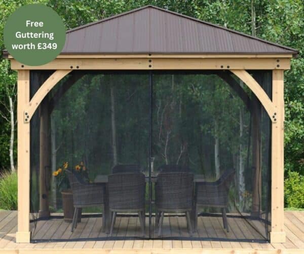 Meridian Gazebo 12ft x 12ft (3.66m x 3.66m) with Mesh Kit