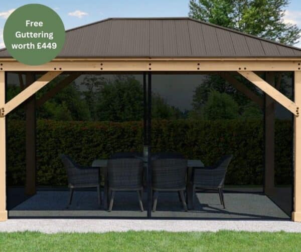 Meridian Gazebo 12ft x 16ft (3.7m x 4.9m) with Mesh Kit