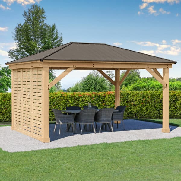 Yardistry Wooden Gazebo 12ft x 16ft (3.7m x 4.9m) with Single Wall