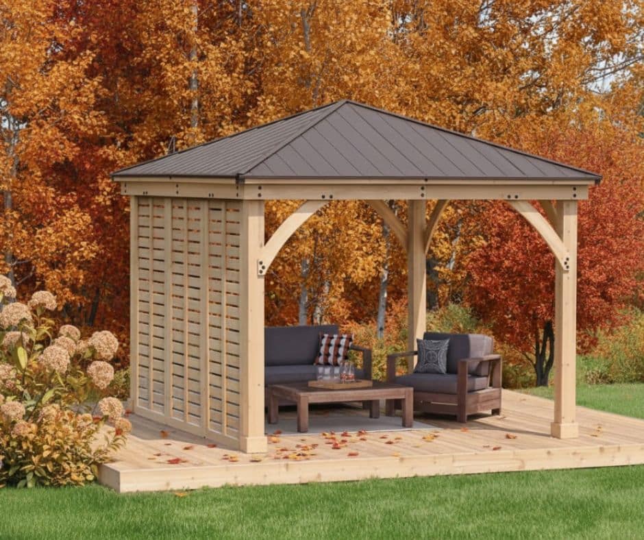 Yardistry Wooden Gazebo 12ft x 12ft (3.7m x 3.7m) with Single Wall