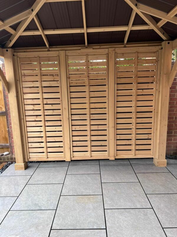 Meridian Gazebo 12ft x 24ft (3.7m x 7.4m) with Privacy Wall & Wooden Bar Counter - Image 6