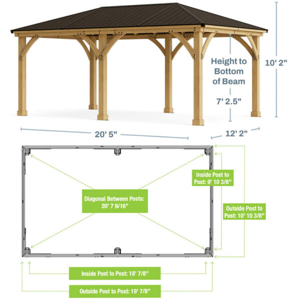 Meridian Gazebo 12ft x 20ft (3.7 x 6.2m) with Single Wall - Image 7