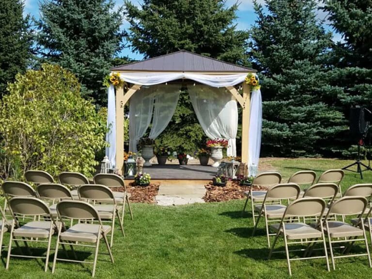 Outdoor wedding set up with Yardistry