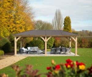 Yardistry Wooden Gazebo 12ft x 24ft (3.7m x 7.4m), Meridian Series 3.7m x 7.4m Wooden Gazebo yardistrydirect.co.uk 1