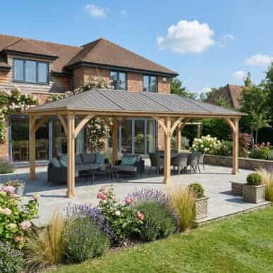 Yardistry Wooden Gazebo 12ft x 24ft (3.7m x 7.4m) with Rain Guttering 3.7m x 7.4m Wooden Gazebo yardistrydirect.co.uk 1