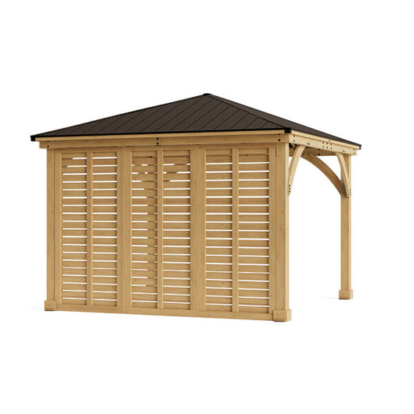 Meridian Gazebo 12ft x 12ft with Wall & Wooden Bar Counter - Image 2