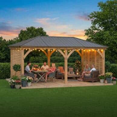 Yardistry Wooden Gazebo 12ft x 20ft (3.7 x 6.2m) with Double Wall 3.7m x 6.2m Wooden Gazebo yardistrydirect.co.uk 1