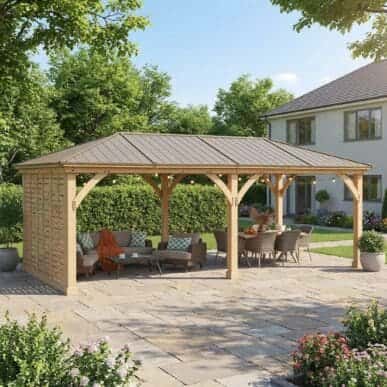 Yardistry Wooden Gazebo 12ft x 20ft (3.7 x 6.2m) with Single Wall 3.7m x 6.2m Wooden Gazebo yardistrydirect.co.uk 1