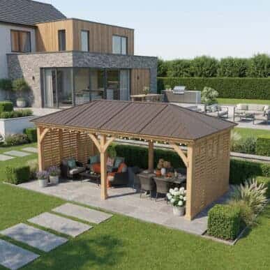 Yardistry Wooden Gazebo 12ft x 24ft (3.7m x 7.4m) with Double Walls 3.7m x 7.4m Wooden Gazebo yardistrydirect.co.uk 1