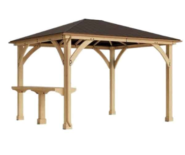 Yardistry Wooden Gazebo 10ft x 12ft (3m x 3.7m) with 10ft Wooden Bar Counter - Image 2