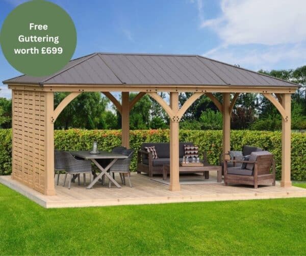 Yardistry Wooden Gazebo 12ft x 20ft (3.7 x 6.2m) with Single Wall