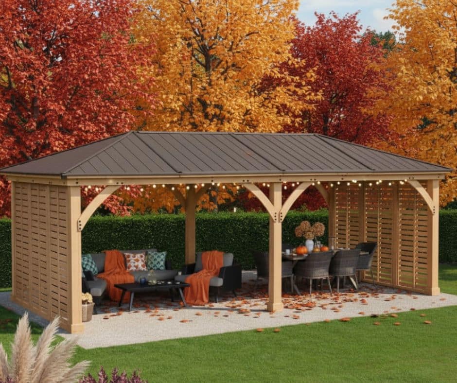 Yardistry Wooden Gazebo 12ft x 24ft (3.7m x 7.4m) with Double Walls