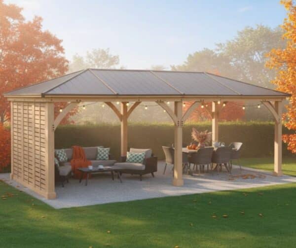 Yardistry Wooden Gazebo 12ft x 20ft (3.7 x 6.2m) with Single Wall