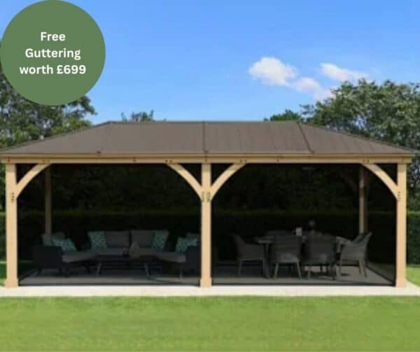 Yardistry Wooden Gazebo 12ft x 20ft (3.7m x 6m) with Mesh Kit
