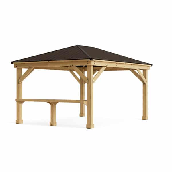 Yardistry Wooden Gazebo 12ft x 16ft (3.7m x 4.9m) with Wooden Bar Counter