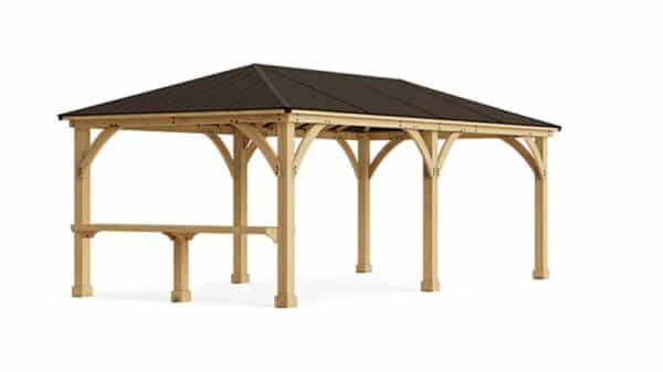 Yardistry Wooden Gazebo 12ft x 24ft (3.7m x 7.4m) with Wooden Bar Counter
