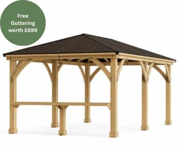 Yardistry Wooden Gazebo 12ft x 20ft (3.7m x 6.2m) with Wooden Bar Counter