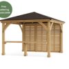 Meridian Gazebo 12ft x 12ft with Wall & Wooden Bar Counter