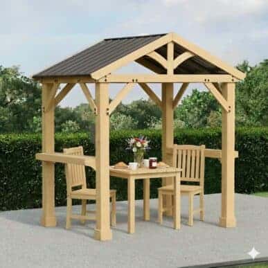 Yardistry Compact Wooden Pavilion 5.8ft x 8ft (1.7m x 2.4m) Backyard Bliss yardistrydirect.co.uk 1