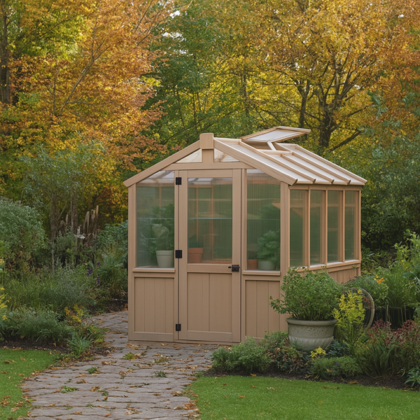 Yardistry Wooden Greenhouse 6.7 ft x 7.8 ft (2.06 m x 2.38 m), Meridian Series