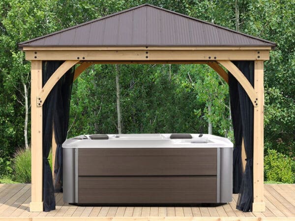 Yardistry Wooden Hot Tub Shelter 12ft x 12ft (3.7m x 3.7m) with Mesh Kit