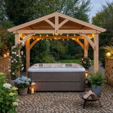 Hot Tub Wooden Pavilion 13ft x 11ft (4m x 3.4m) Garden Design yardistrydirect.co.uk 1