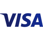 Visa logo in bold blue gradient, representing secure global payment services.