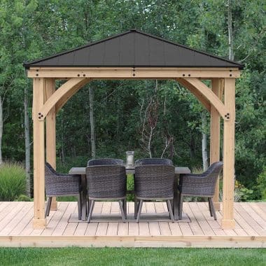 Yardistry Wooden Gazebo 10ft x 10ft (3m x 3m), Meridian Series 3m x 3m Wooden Gazebo yardistrydirect.co.uk 3